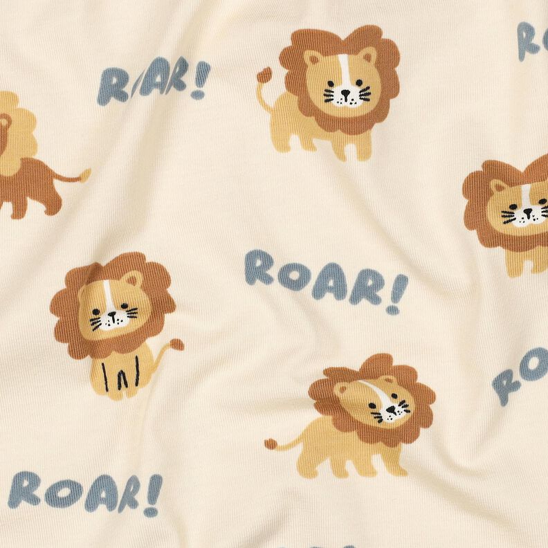 Katoenjersey Leeuw | Poppy Fabrics – lichtbeige/reekalf, image number 2