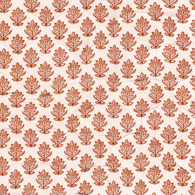 Doorgestikte stof Mousseline Wijnstokken en bloemen – bruin/nachtblauw,  image number 3