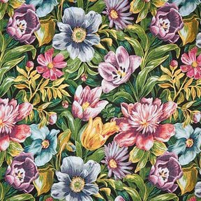 Decostof Gobelin Bloesems – zwart/groen, 
