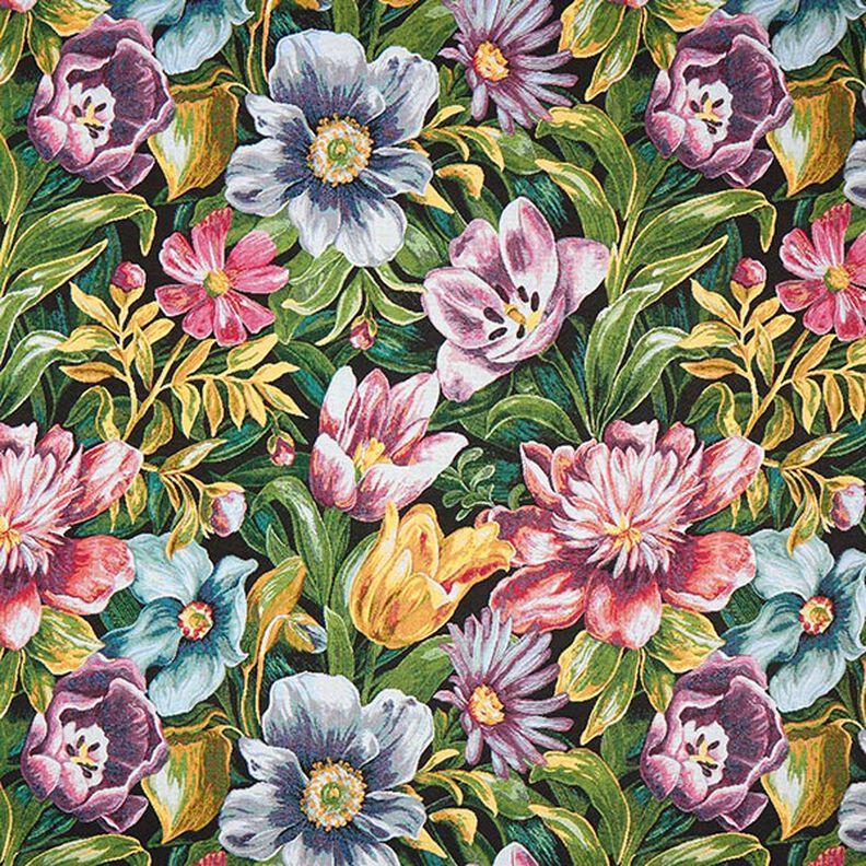 Decostof Gobelin Bloesems – zwart/groen, image number 1