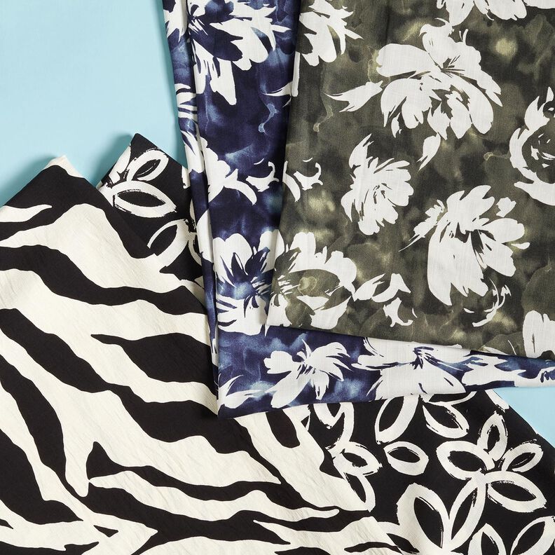 Viscose crêpe zebrapatroon – zwart/ivoor,  image number 5