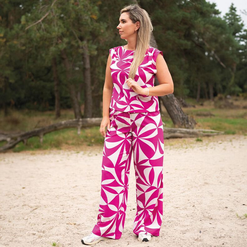 Stretch blousestof geometrisch| Poppy Fabrics – purper/cashew,  image number 5