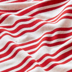 Viscosejersey onregelmatige glitterstrepen – ecru/rood, 