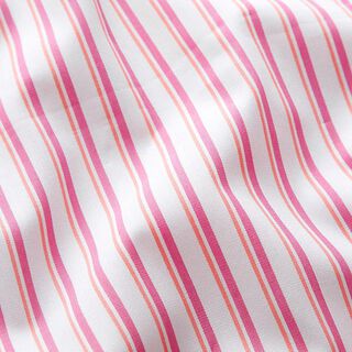 Katoenen stof onregelmatige strepen – pink/wit, 
