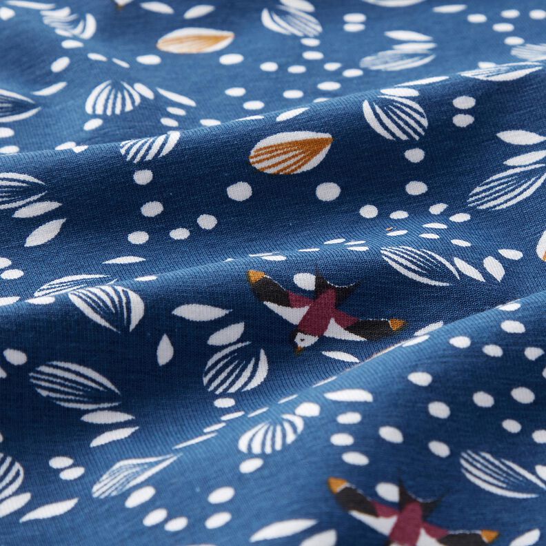 Katoenjersey Zwaluwen over de weide – indigo, image number 2
