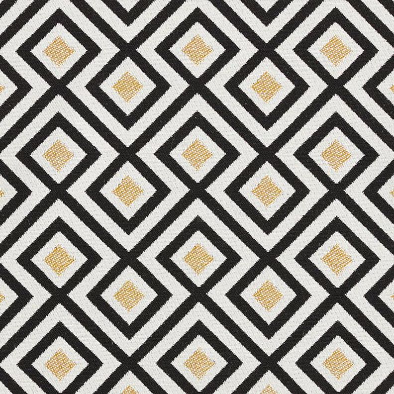Decostof Jacquard Art deco ruiten – ecru/goud,  image number 1