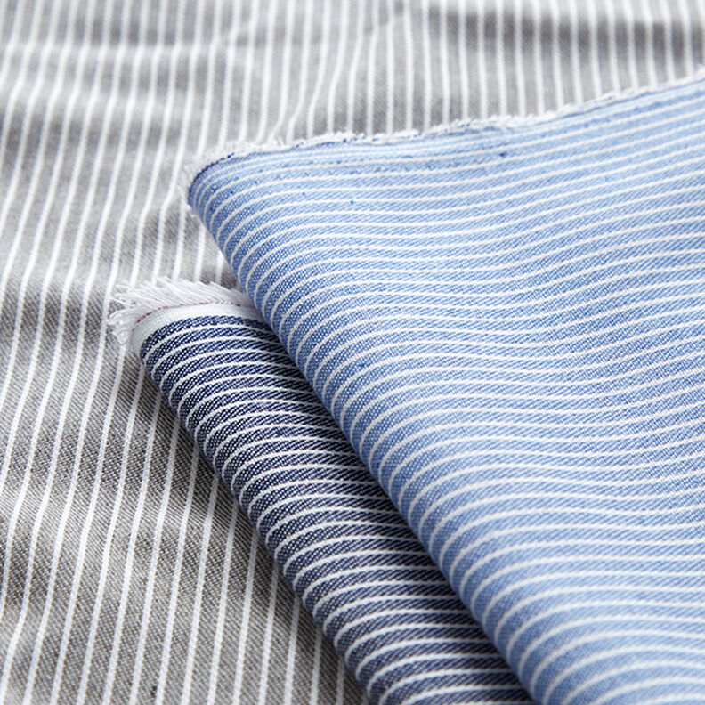 Blousestof Katoenmix Strepen – marineblauw/wit, image number 5