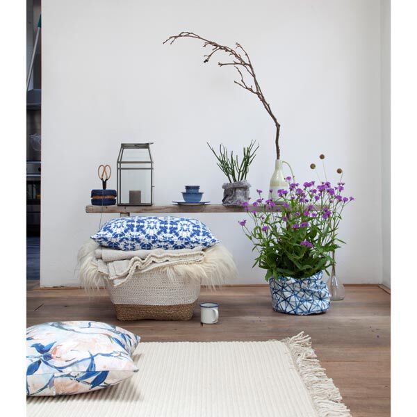 Decostof half panama Takken – blauw/beige, image number 3