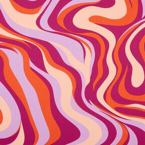 Katoensatijn Retro golven| Poppy Fabrics – purper/oranje, 