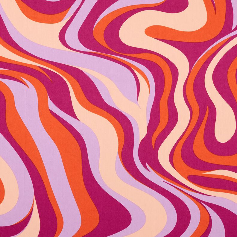 Katoensatijn Retro golven| Poppy Fabrics – purper/oranje,  image number 1