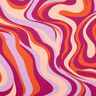 Katoensatijn Retro golven| Poppy Fabrics – purper/oranje,  thumbnail number 1