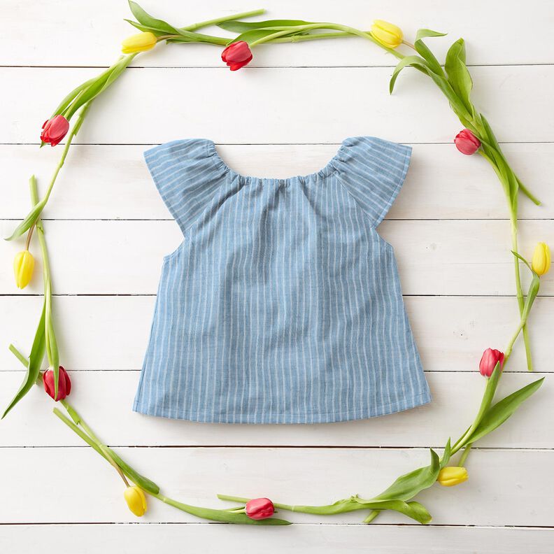 Mousseline/dubbel gehaakte stoffen garengeverfde strepen | Poppy Fabrics – stralend blauw/wit,  image number 6