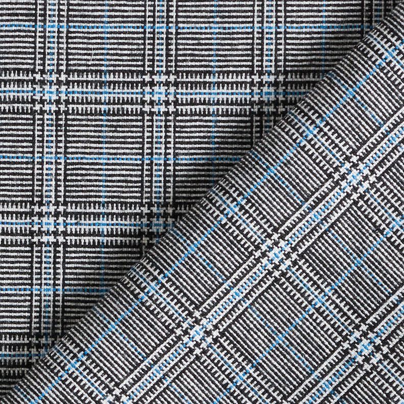 Viscosemix abstracte glencheck – koningsblauw/zwart, image number 4