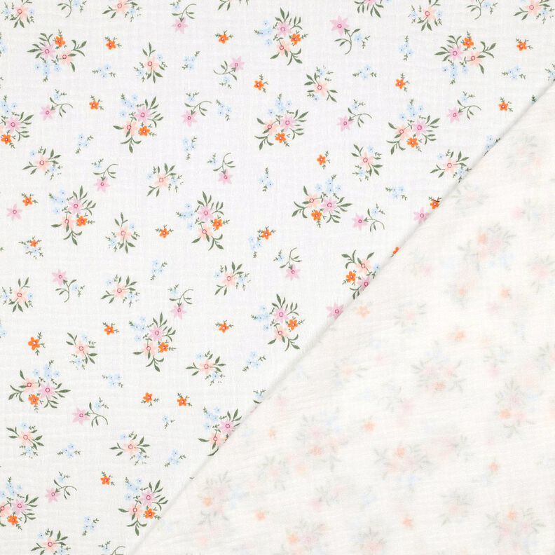GOTS Mousseline/dubbel gehaakte stoffen Schattige bloemetjes  | Poppy Fabrics – ivoor/oranje,  image number 4
