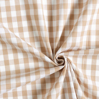 Katoenen stof Vichy - 1 cm – lichtbruin, 