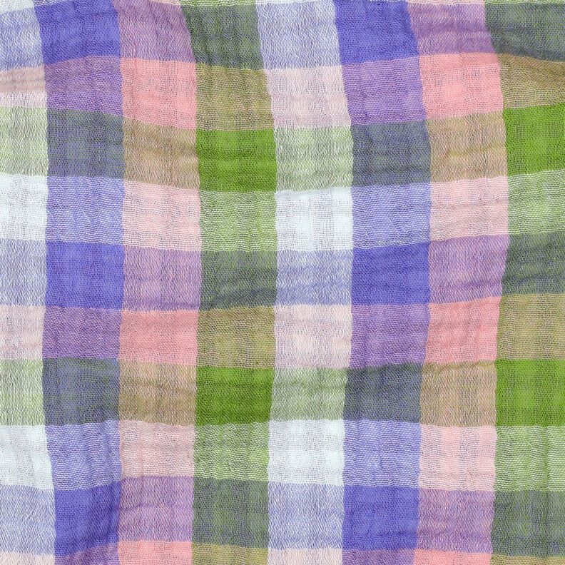 Mousseline/dubbel gehaakte stoffen Ruit Doubleface | Poppy Fabrics – roze/lavendel, image number 2