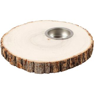 Houten schijf met theelichthouder, 