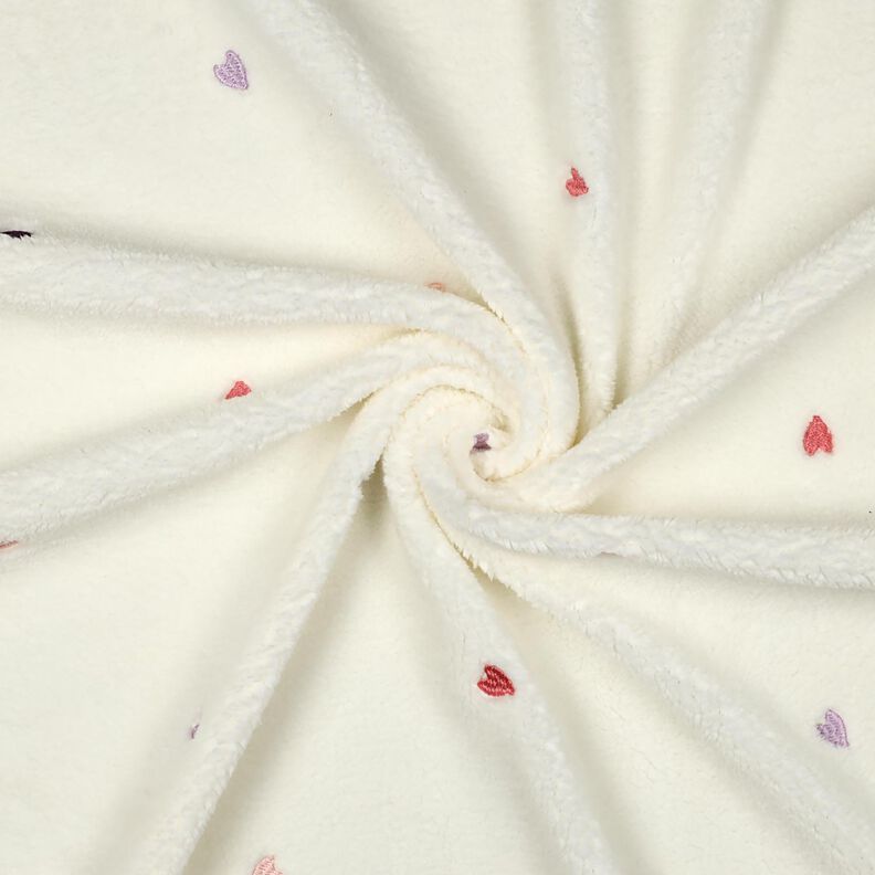 Teddy pluche geborduurde harten | Poppy Fabrics – ivoor/roos,  image number 3