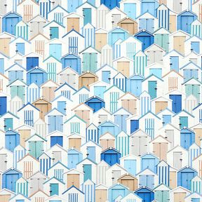 Outdoorstof Canvas Strandhuizen – blauw/wit, 