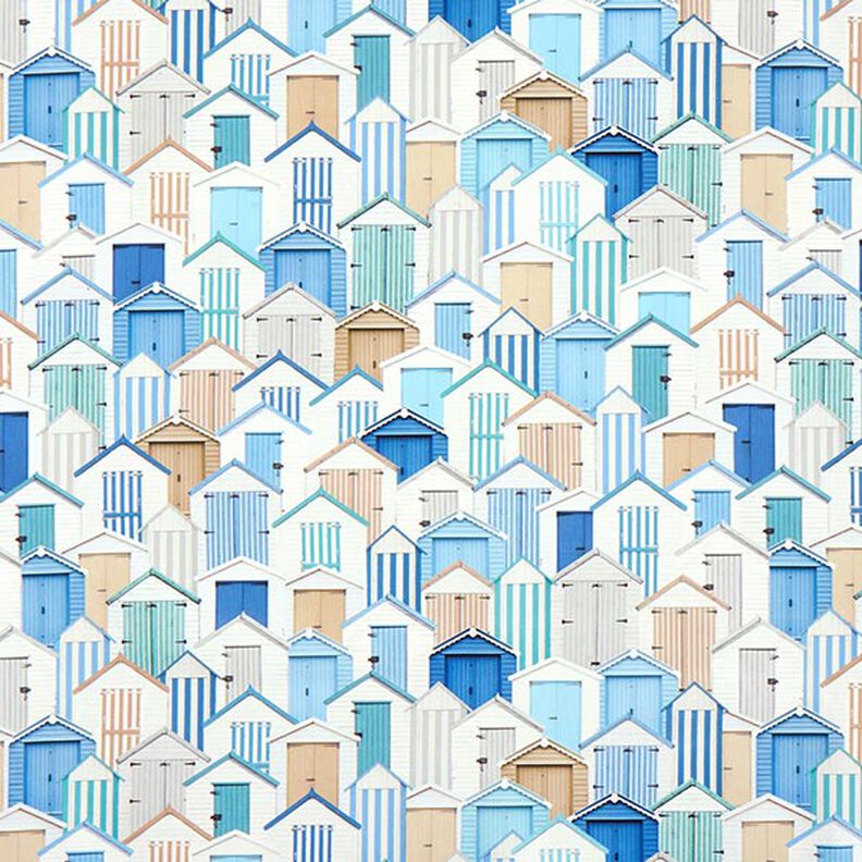 Outdoorstof Canvas Strandhuizen – blauw/wit,  image number 1