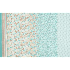 Viscose Voile Paisley bloemenrandontwerp – blauw, 