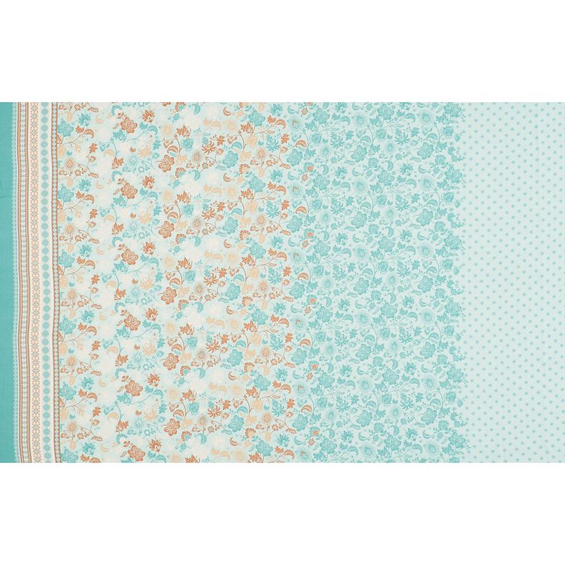 Viscose Voile Paisley bloemenrandontwerp – blauw, image number 1