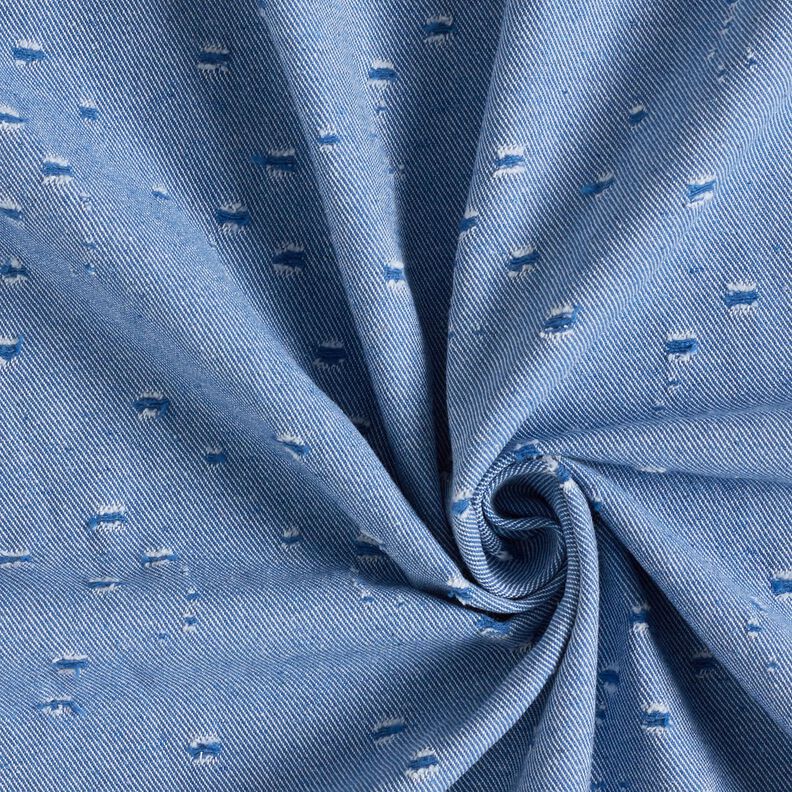 Denim katoen mix destroyed look – koningsblauw,  image number 1