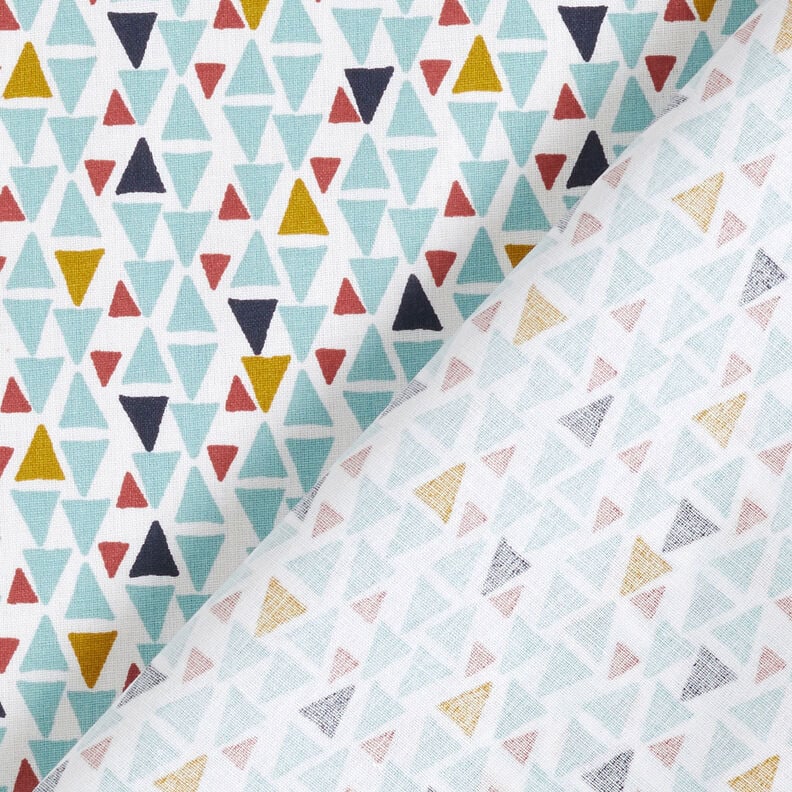 Katoenen stof Cretonne Mini-driehoekjes – aquablauw/wit,  image number 4