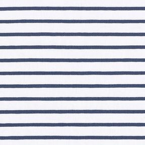 Katoenjersey smalle en brede strepen – wit/marineblauw, 