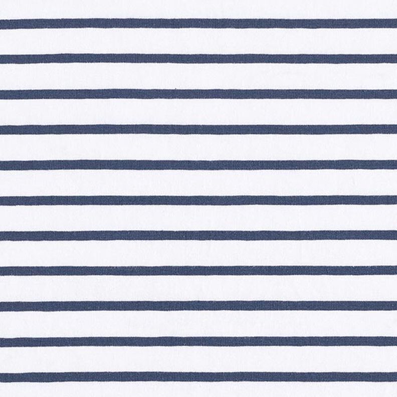 Katoenjersey smalle en brede strepen – wit/marineblauw,  image number 1