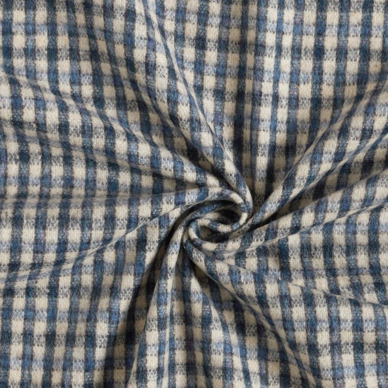 Mantelstof wolmix kleine ruit – beige/blauw, image number 4