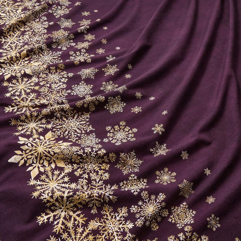 French Terry sommersweat IJsbloemen Borduurstof | Glitzerpüppi – aubergine/oud goud, image number 2