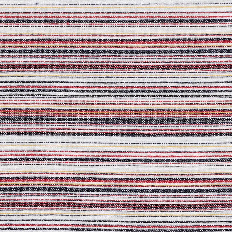 Grove linnen stof kleurrijke strepen – wit/marineblauw,  image number 1