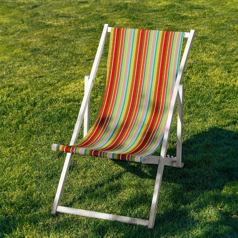Outdoor Ligstoel stof Lengtestrepen 44 cm – terracotta/oranje,  image number 4