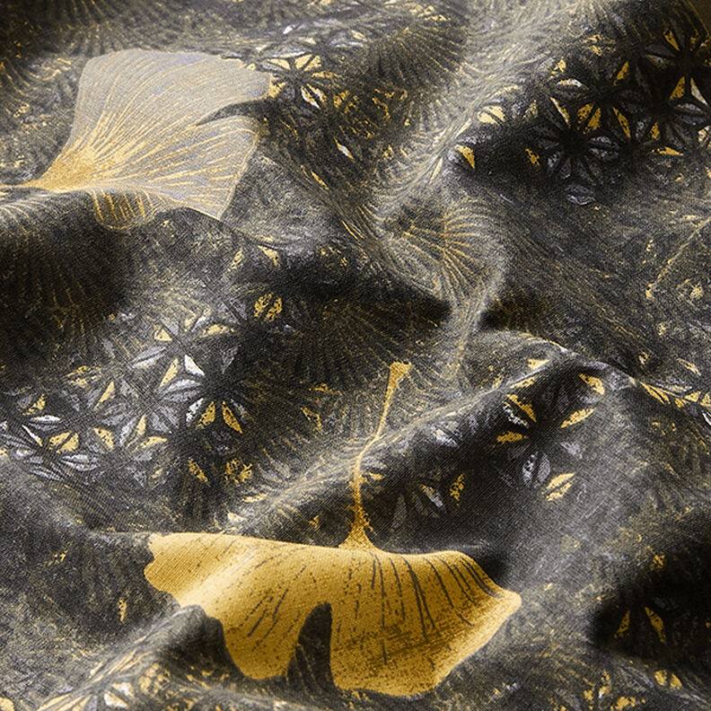 Katoenen stof cretonne Ginkgo – mosterd,  image number 2