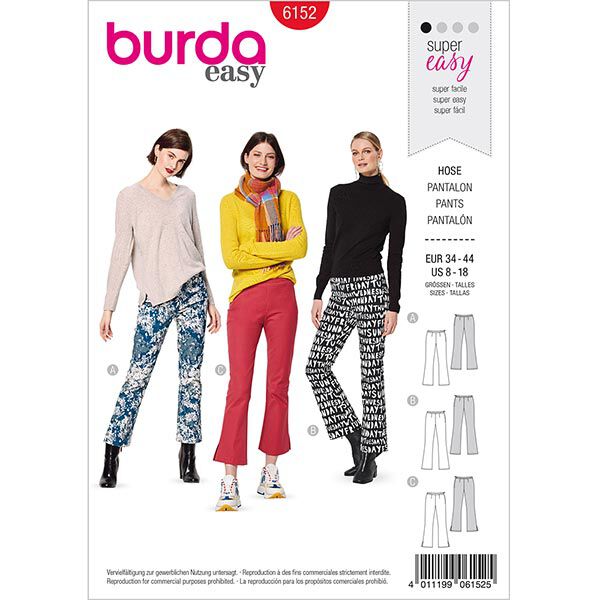 Broek met wijde pijpen, Burda 6152 | 34-44, image number 1