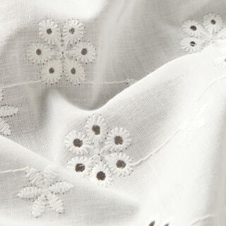 Katoenen stof met los borduursel kleine bloemen – wit, 