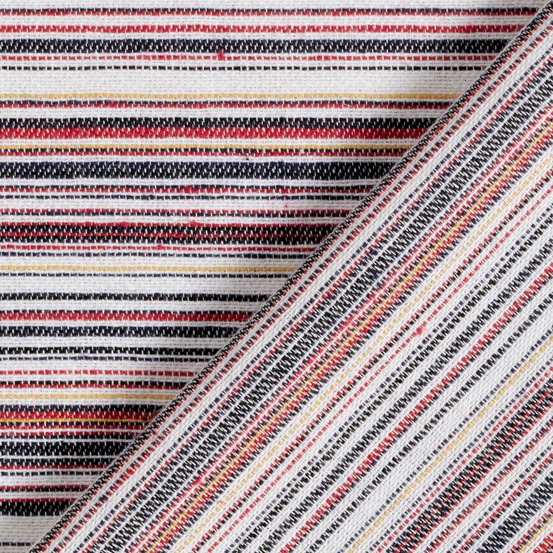 Grove linnen stof kleurrijke strepen – wit/marineblauw,  image number 4