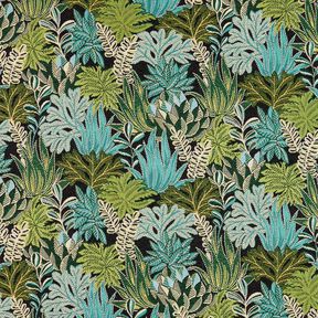 Decostof Jacquard Junglebladeren – zwart/groen, 