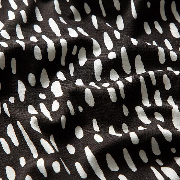 Viscose jersey druppels – zwart/wit,  image number 2