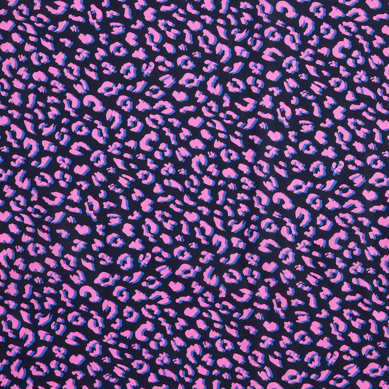 Gecoate katoen abstracte Leeuw | Poppy Fabrics – nachtblauw/pink, image number 1