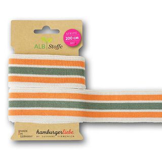 Biologische jacquardbanden  Stripe Me College [ 200 cm | 3,5 cm ] | Albstoffe – ecru/oranje, 