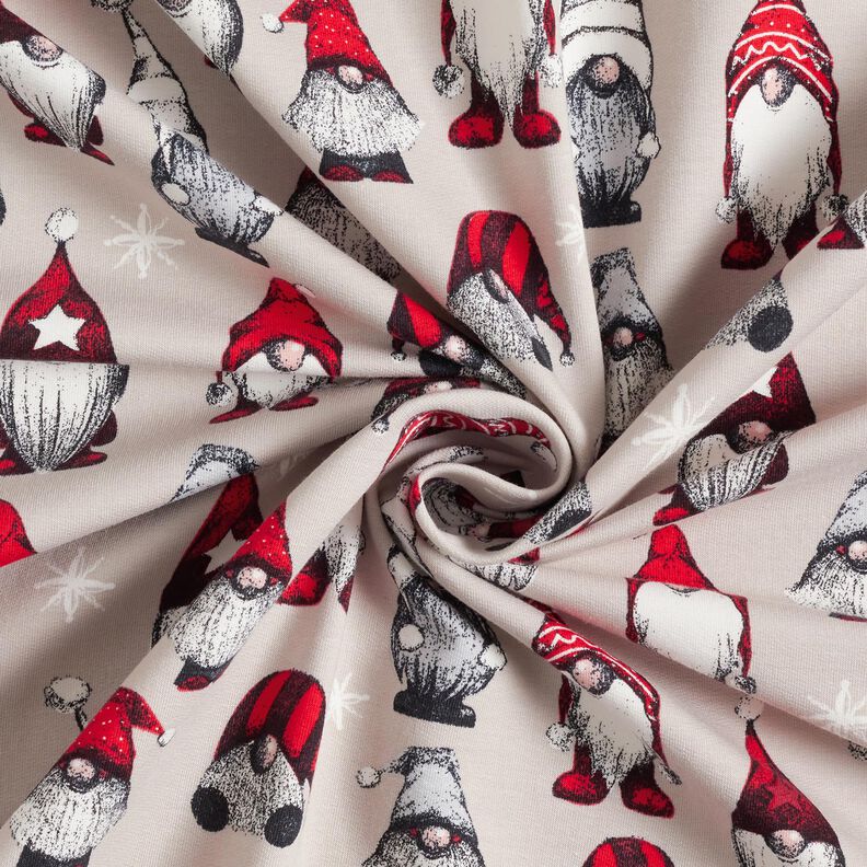 French Terry sommersweat Kerstwichtelmannetje – licht taupe, image number 3