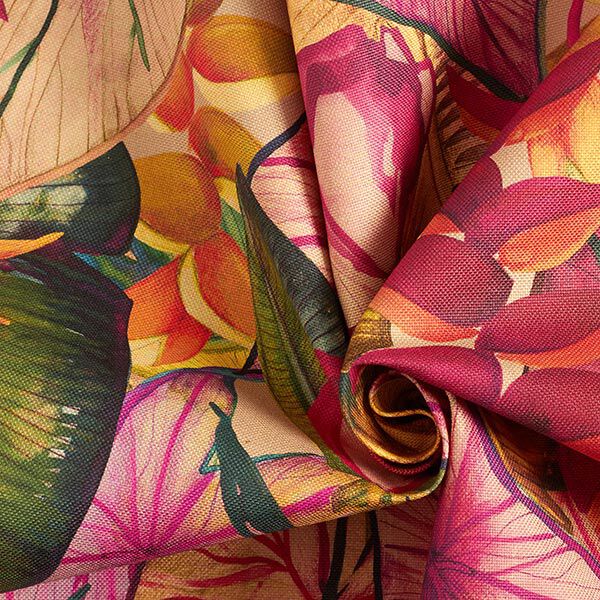 Outdoorstof Canvas Exotische bladeren – karmijnrood/lila,  image number 3