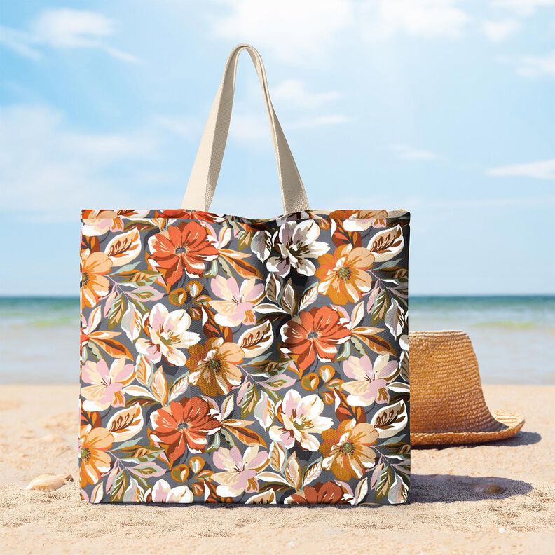 Gecoate katoen Stijlvolle bloemen &ndash; leigrijs/roos,  image number 5