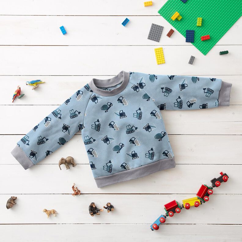 French Terry sommersweat Bouwplaats – lichtblauw,  image number 5