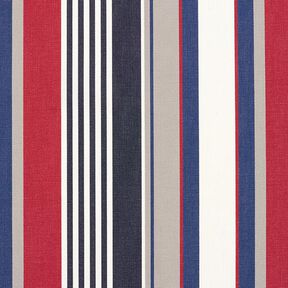 Outdoorstof Canvas Gemengde strepen – wit/marineblauw, 