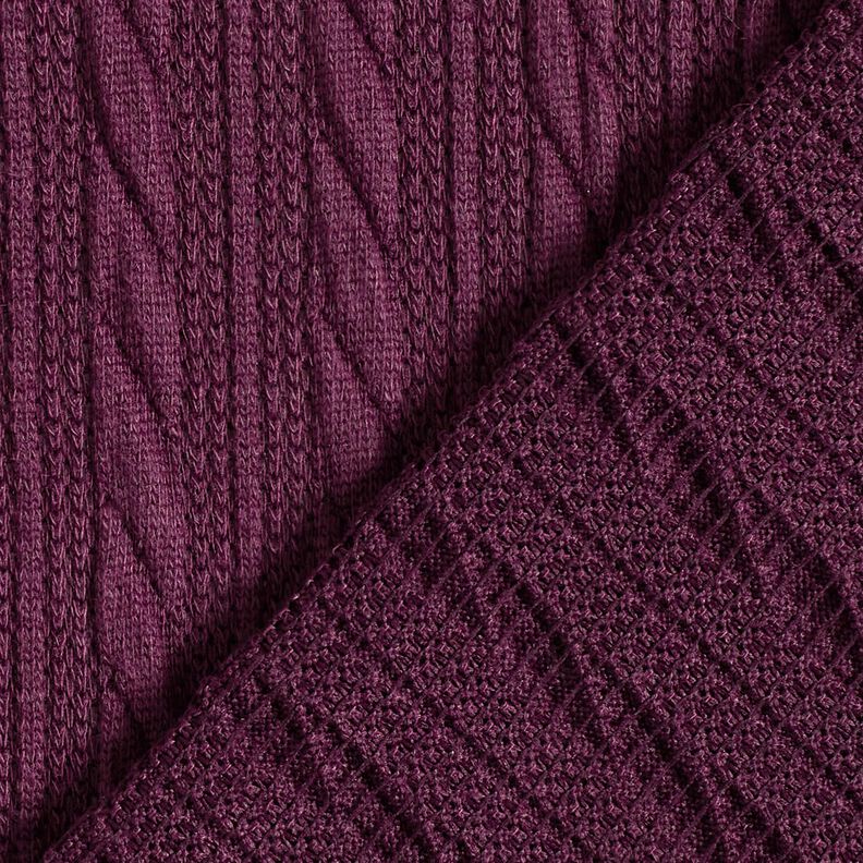 Tricot Cloqué Kabelsteekpatroon – merlot, image number 4