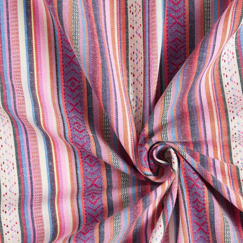 Decostof Jacquard Pastelkleurige strepen – roze/lila, image number 3