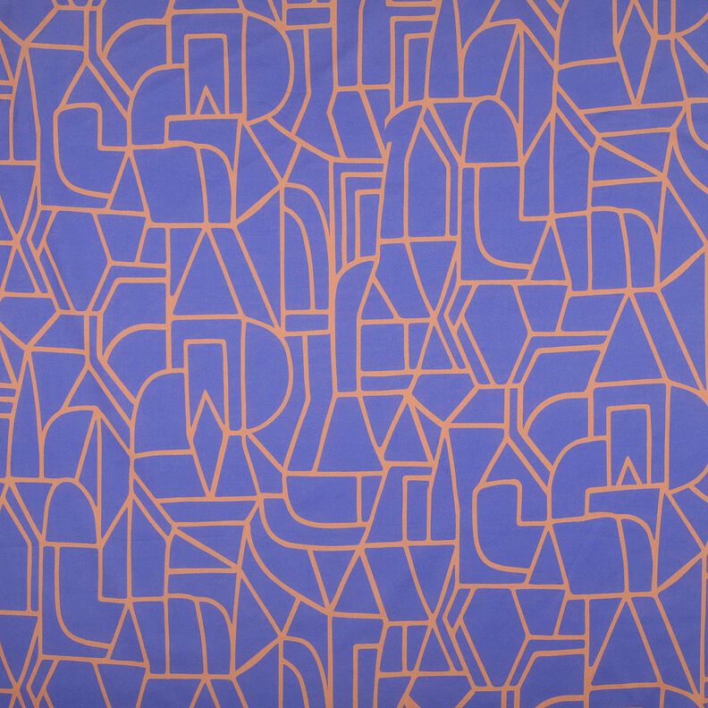 Katoen voile Town | Nerida Hansen – blauwlila/perzik sinaasappel,  image number 1